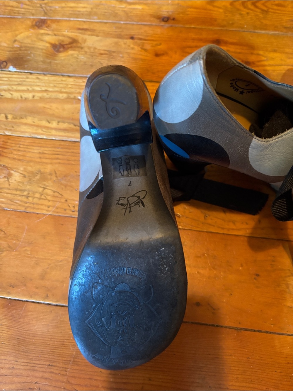 John Fluevog Polka Dot Lace-Up Heels in Gray and Black - Picture 6 of 10